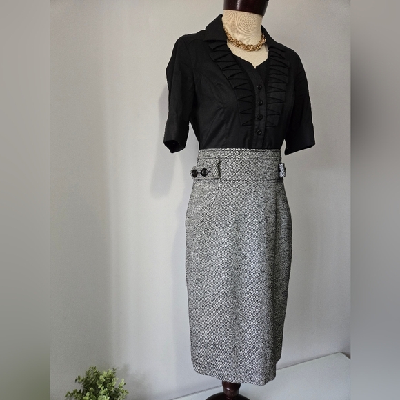 Ecocci Black and Grey Ruffled Cotton Top And Wool Blend Bottom Dress. Size 0 - Picture 2 of 13